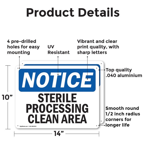 Sterile Processing Clean Area, 14 In W X Rectangle, Aluminum